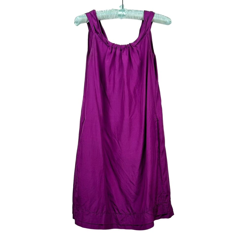 Banana Republic Tie Neck Silk Minidress Size XS Petite 🛸 Fuschia Purple Magenta